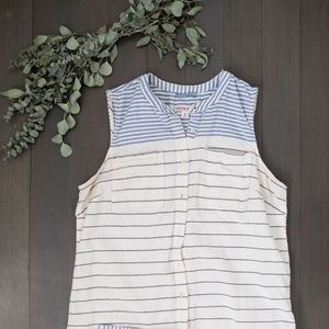 Blue Striped Button Down Tank